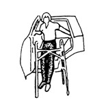 Slide your operated leg forward, reach back with both hands, and slowly lower yourself into the seat. 