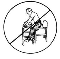 DO NOT pull up the walker when rising from sitting.